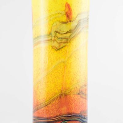 Vase droit en verre jaune et orange