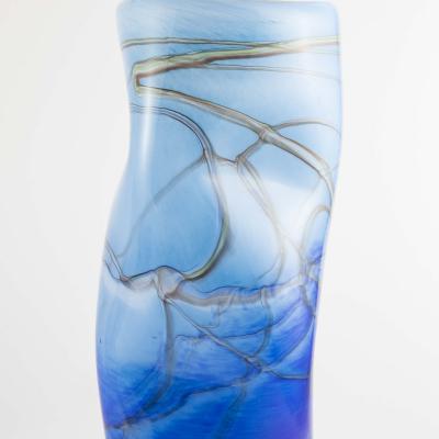 Vase Glenan en verre soufflé bleu