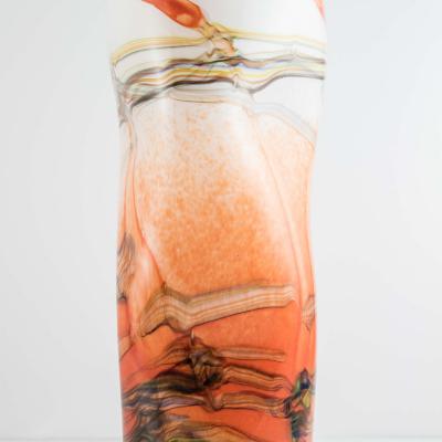 Vase Glenan en verre soufflé orange et blanc