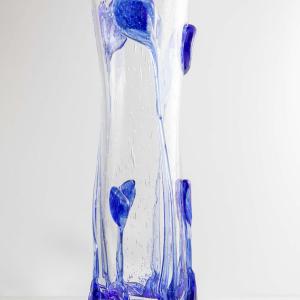 vase en verre transparent avec incrustation bleue