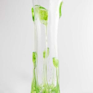 vase en verre transparent avec incrustation verte